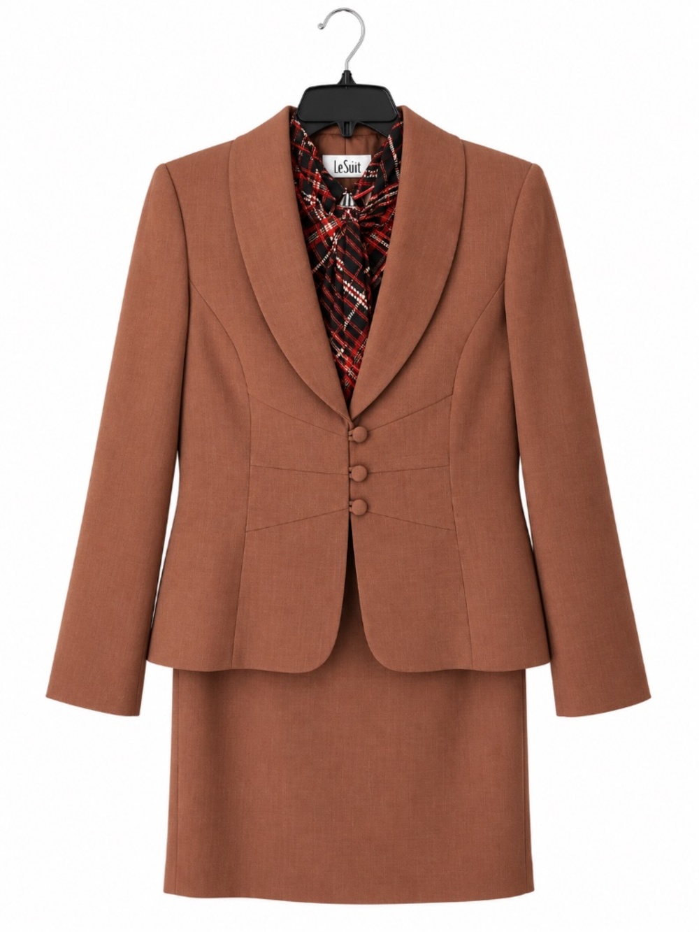 Le Suit Women's Size 4 Brown 2-Piece Blazer & Pencil Skirt Suit